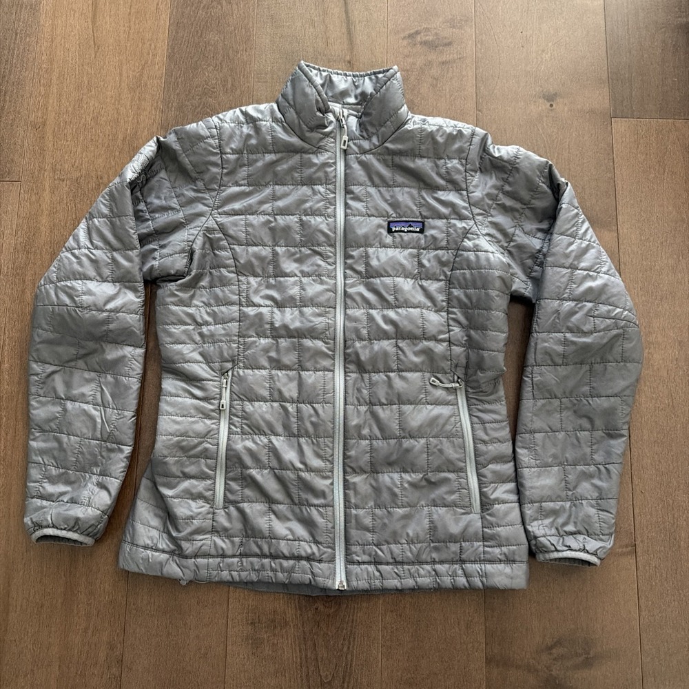 Patagonia Nano Puff Womens M Gray Lightweight Insulated Puffer Full Zip Jacket